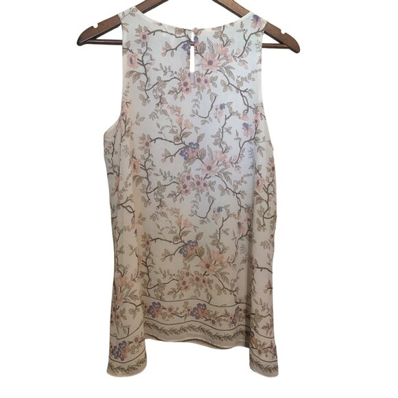 Max Studio Women's Floral Sleeveless Top Beige & Pink Sz M Cottagecore Innocent - Picture 7 of 8